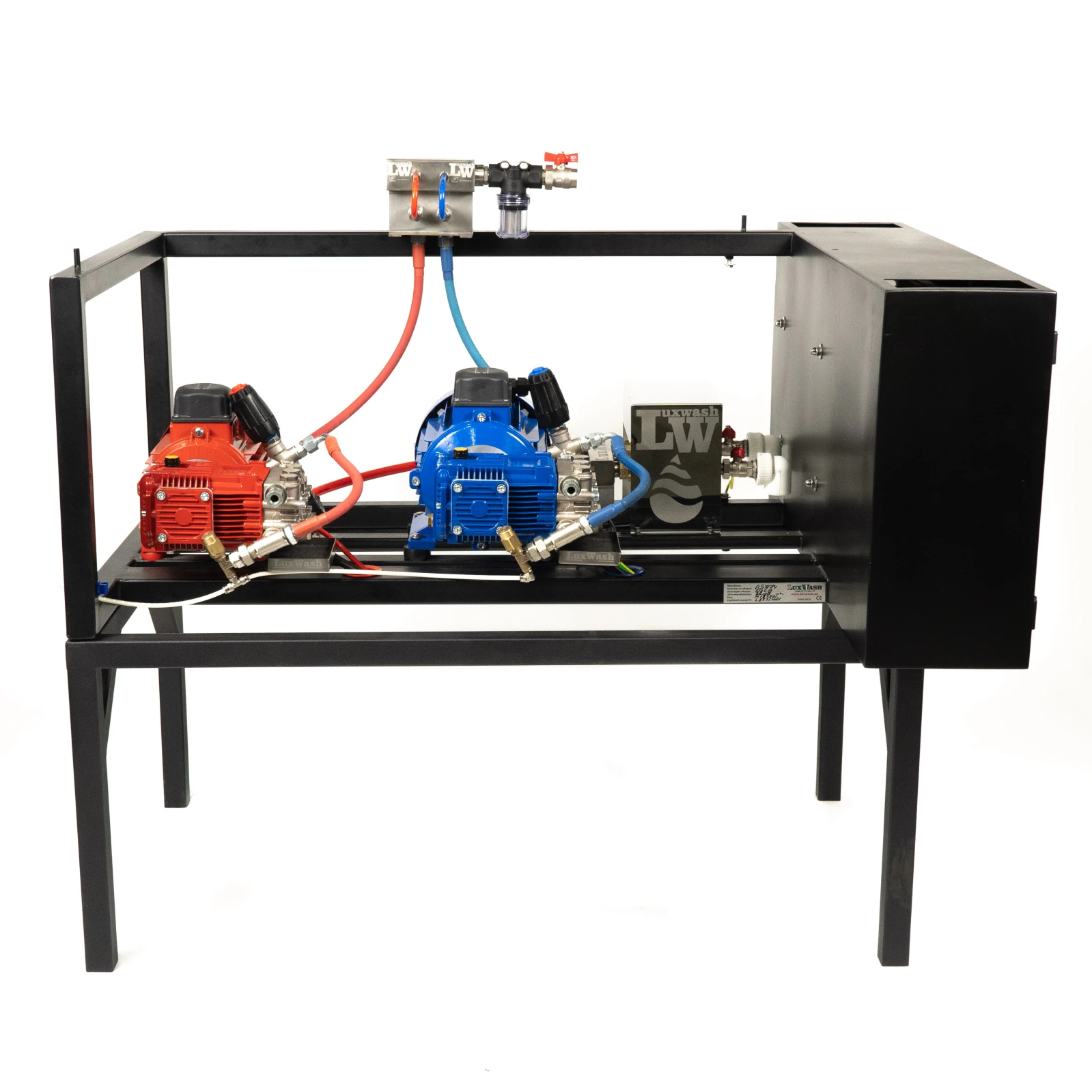 2 pompe VIP de înaltă presiune (roșu și albastru + sistem de protecție Bypass)